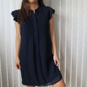 🌿SALE🌿 Navy Chiffon Ruffle Sleeve Dress